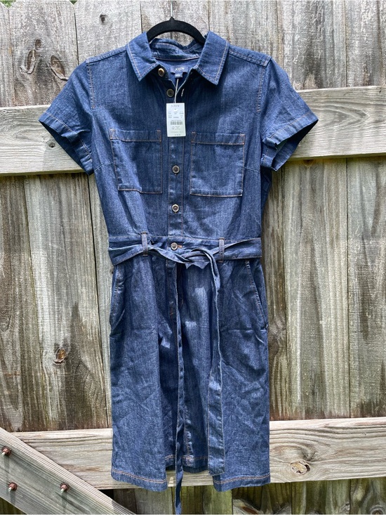 J. Crew Dresses & Skirts - J. Crew Dark Blue Denim Button-Front Dress with Contrast Stitching NWT